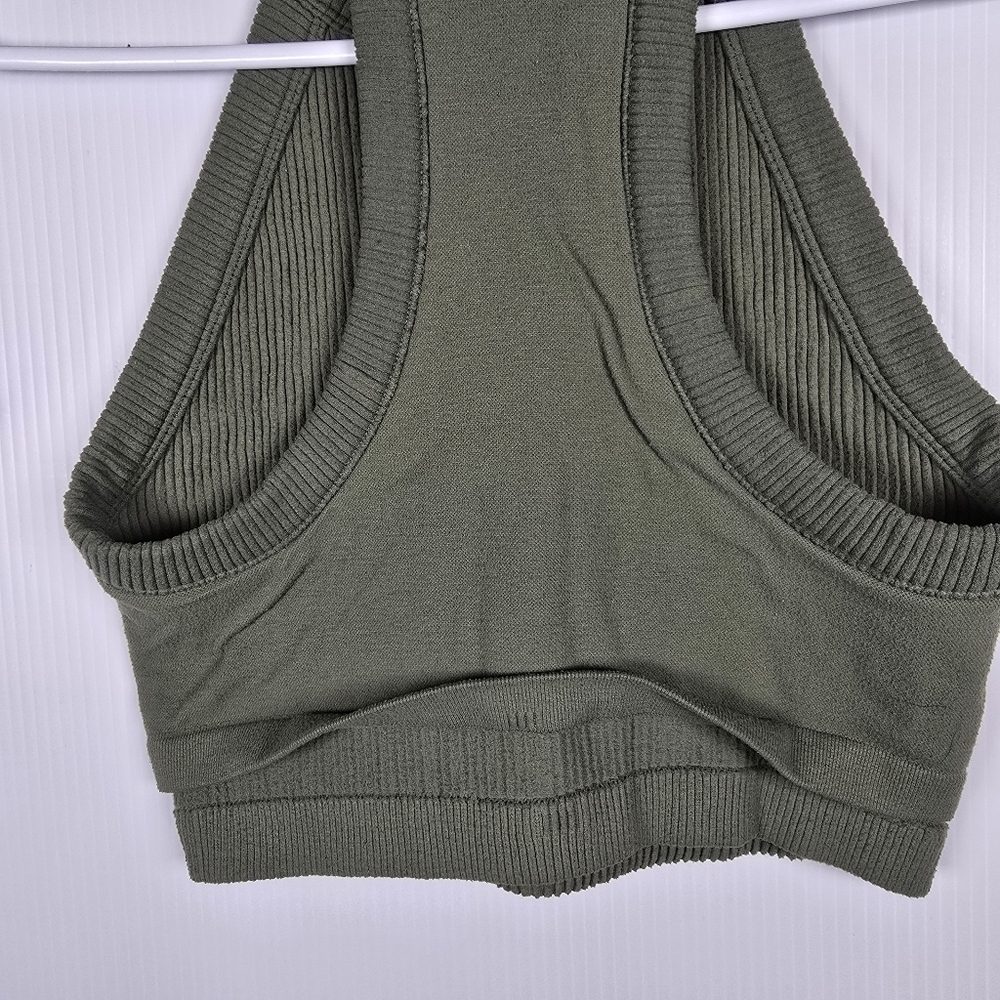 Aerie Women's Olive Green Ribbed Crop Top Racerback Size M - Picture 12 of 12
